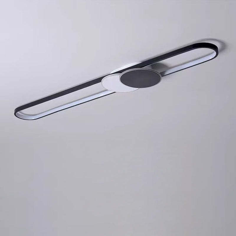 Minimalist Aluminum Iron Acrylic Oval Strip LED Flush Light