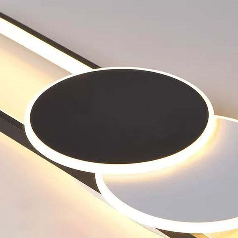 Minimalist Aluminum Iron Acrylic Oval Strip LED Flush Light — Warm Light(3000K) / 110V-120V For US/C