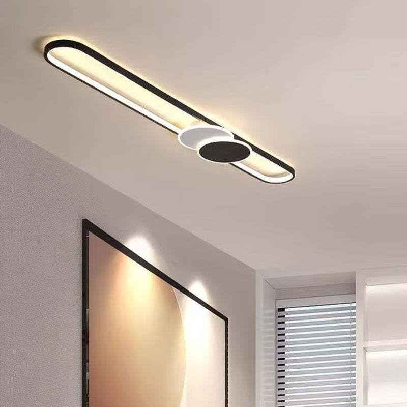 Minimalist Aluminum Iron Acrylic Oval Strip LED Flush Light