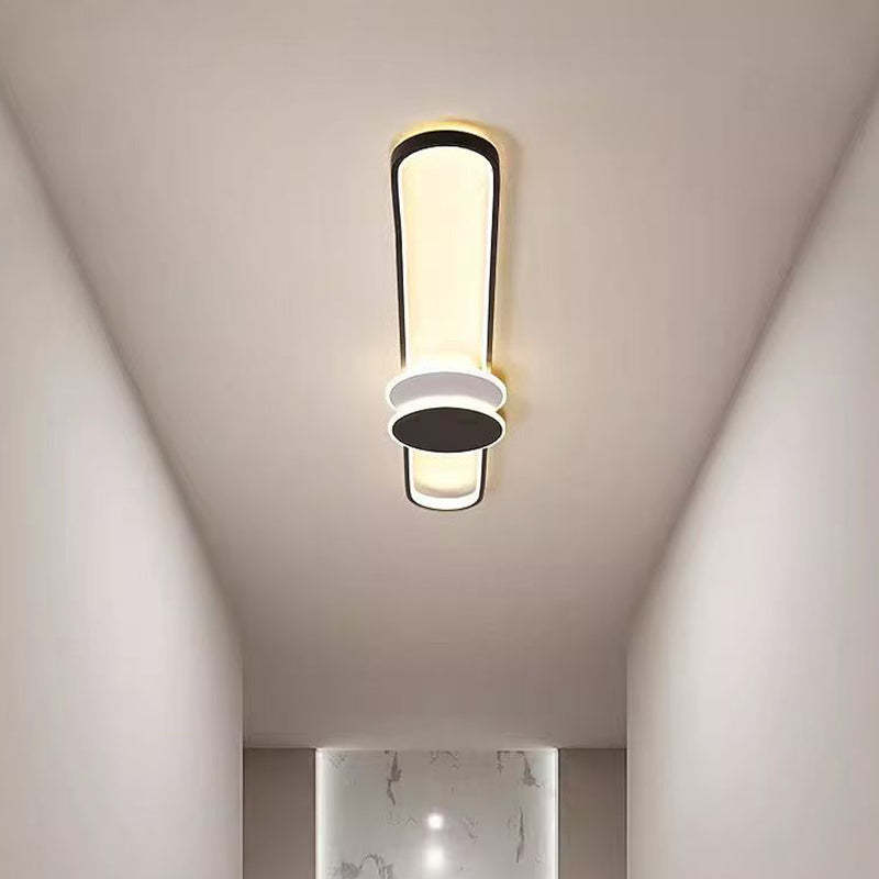 Minimalist Aluminum Iron Acrylic Oval Strip LED Flush Light — Warm Light(3000K) / 220V-240V For UK/AU