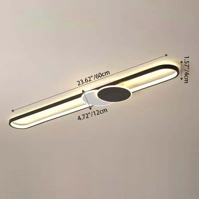 Minimalist Aluminum Iron Acrylic Oval Strip LED Flush Light — Warm Light(3000K) / 220V-240V For UK/AU