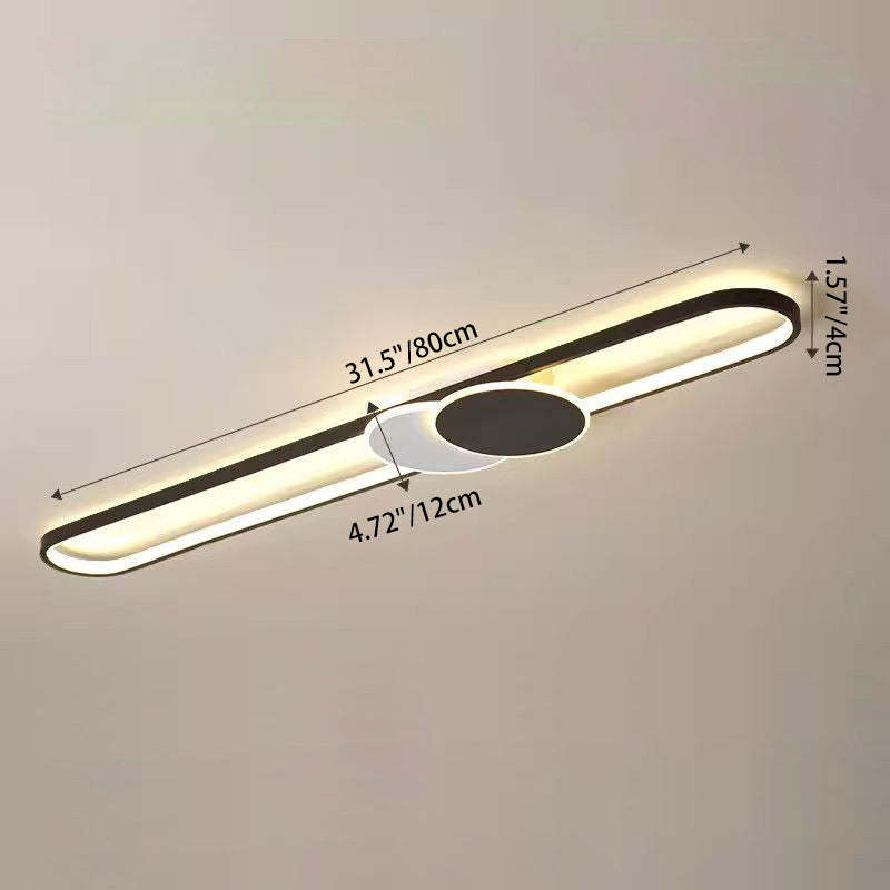 Minimalist Aluminum Iron Acrylic Oval Strip LED Flush Light — White Light (5000K) / 110V-120V For US/C