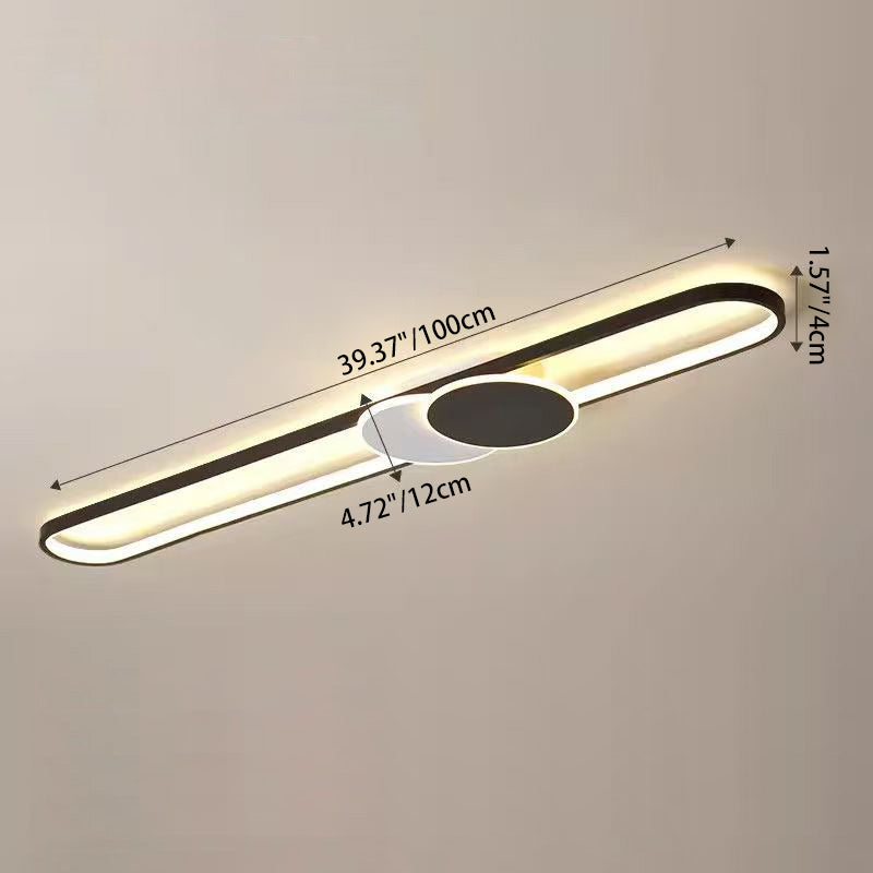 Minimalist Aluminum Iron Acrylic Oval Strip LED Flush Light — White Light (5000K) / 220V-240V For UK/AU