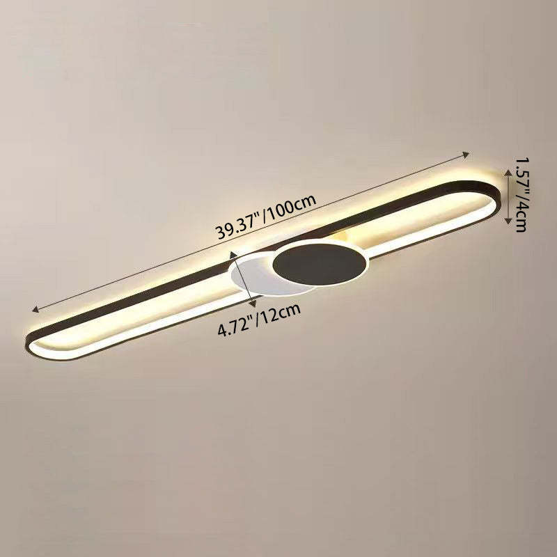 Minimalist Aluminum Iron Acrylic Oval Strip LED Flush Light — White Light (5000K) / 220V-240V For UK/AU