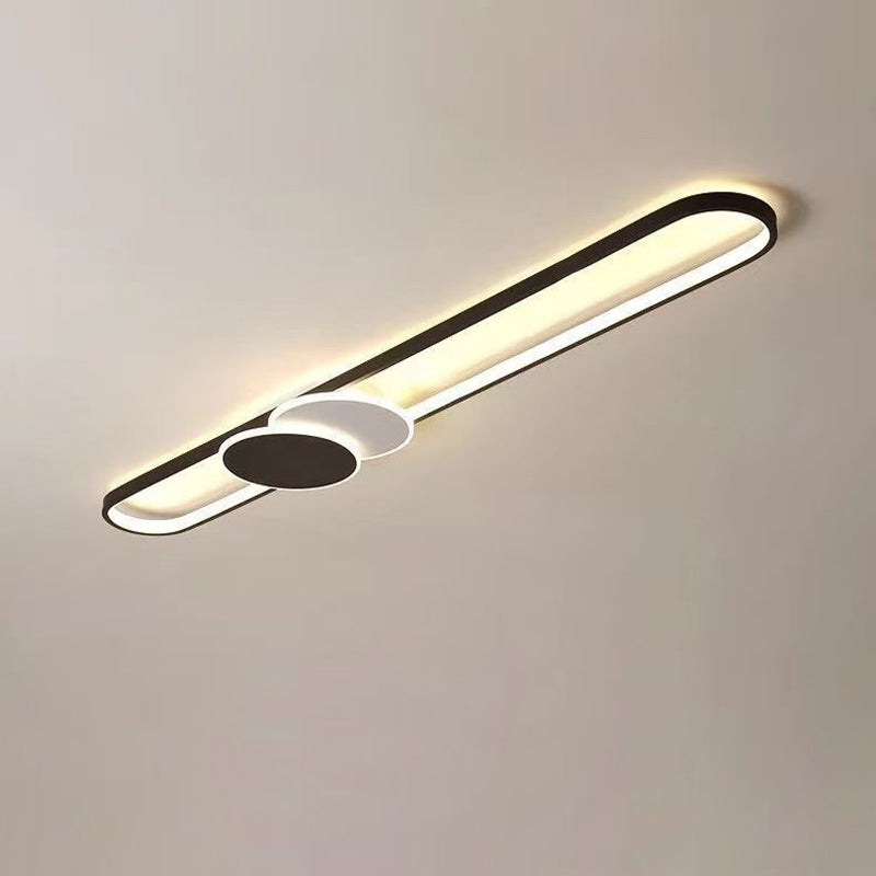 Minimalist Aluminum Iron Acrylic Oval Strip LED Flush Light