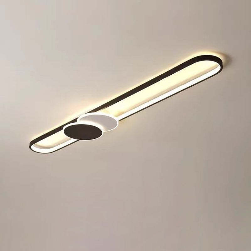 Minimalist Aluminum Iron Acrylic Oval Strip LED Flush Light