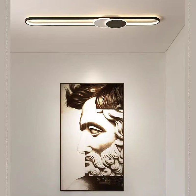 Minimalist Aluminum Iron Acrylic Oval Strip LED Flush Light — White Light (5000K) / 220V-240V For UK/AU