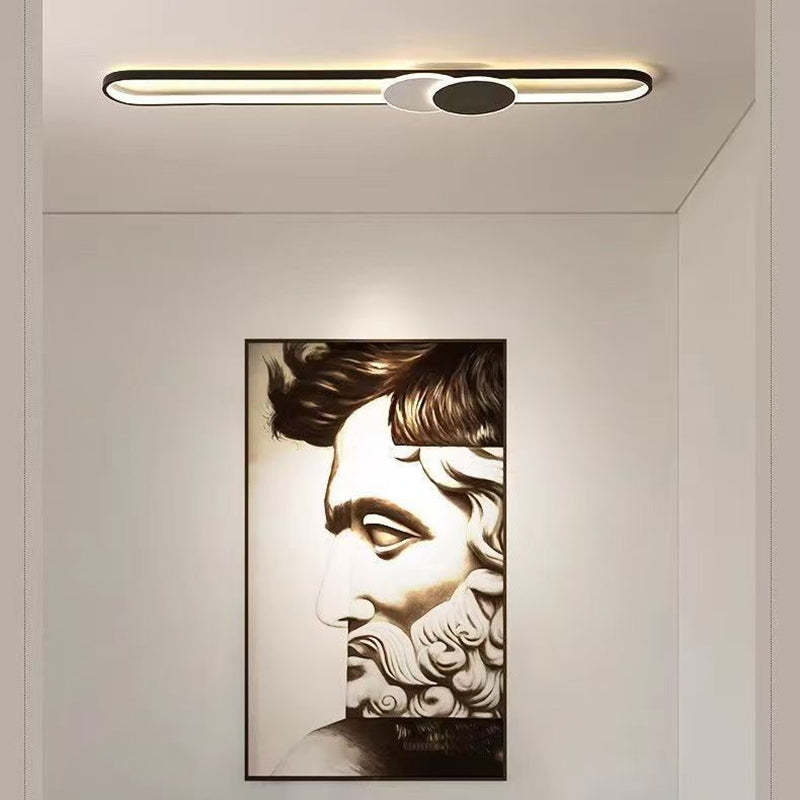 Minimalist Aluminum Iron Acrylic Oval Strip LED Flush Light — White Light (5000K) / 220V-240V For UK/AU