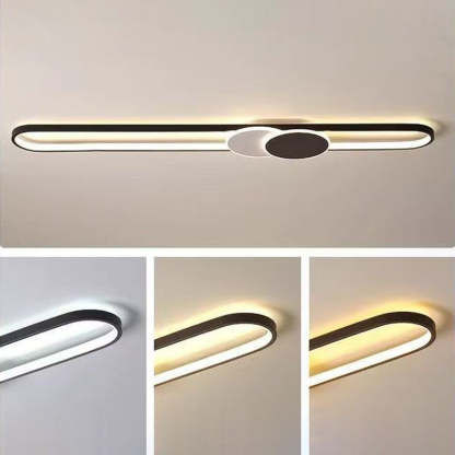 Minimalist Aluminum Iron Acrylic Oval Strip LED Flush Light — White Light (5000K) / 110V-120V For US/C