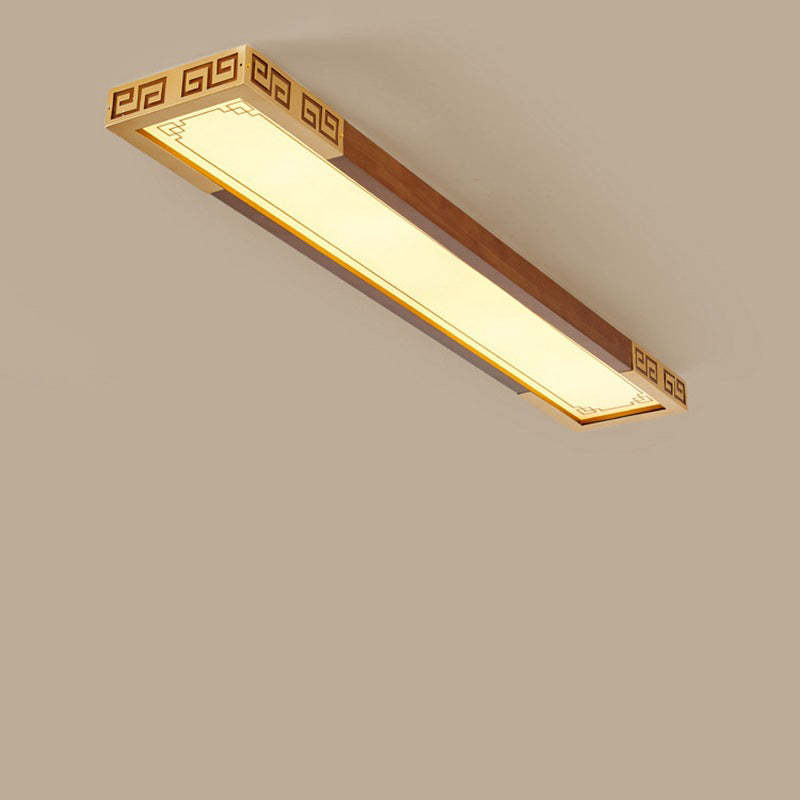 Chinese Metal Rubberwood Carved Lucky Cloud LED Flush Light