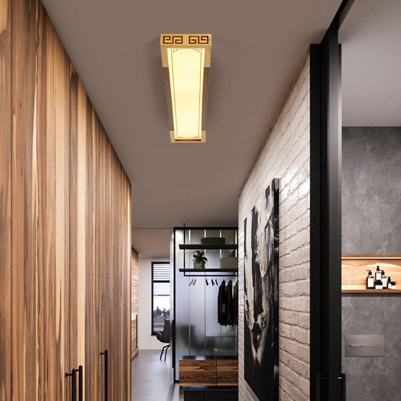 Chinese Metal Rubberwood Carved Lucky Cloud LED Flush Light