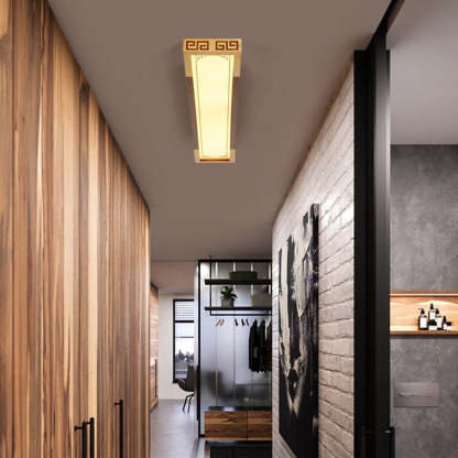 Chinese Metal Rubberwood Carved Lucky Cloud LED Flush Light