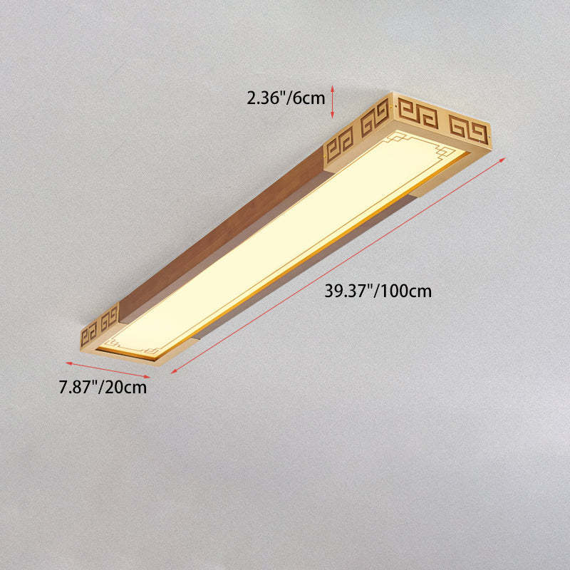 Chinese Metal Rubberwood Carved Lucky Cloud LED Flush Light