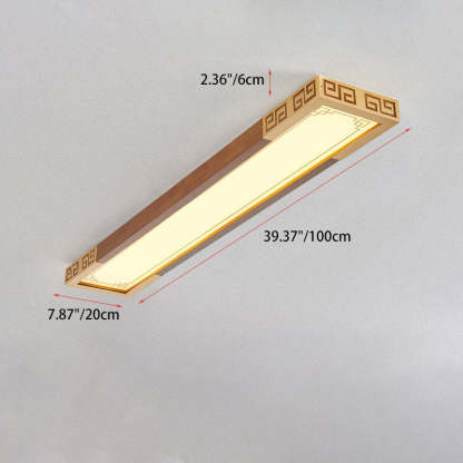 Chinese Metal Rubberwood Carved Lucky Cloud LED Flush Light