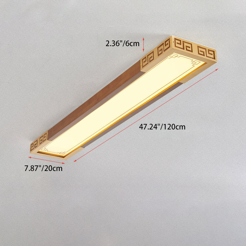 Chinese Metal Rubberwood Carved Lucky Cloud LED Flush Light