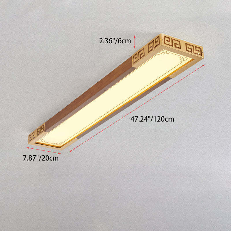 Chinese Metal Rubberwood Carved Lucky Cloud LED Flush Light