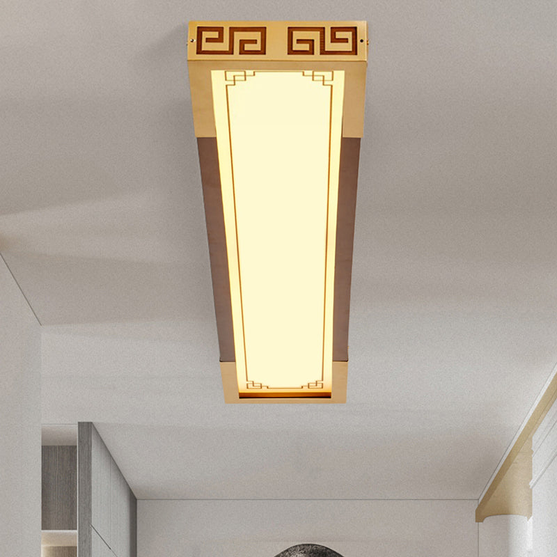Chinese Metal Rubberwood Carved Lucky Cloud LED Flush Light