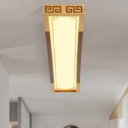 Chinese Metal Rubberwood Carved Lucky Cloud LED Flush Light