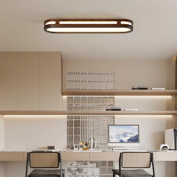 Japanese Metal Oval Flush Ceiling Light