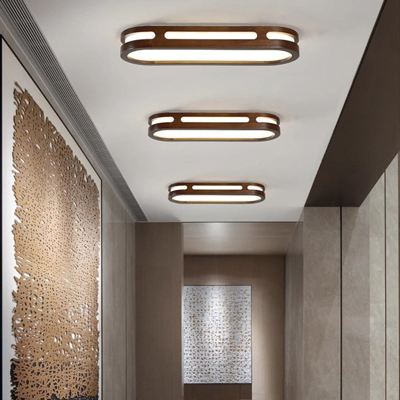 Japanese Metal Oval Flush Ceiling Light