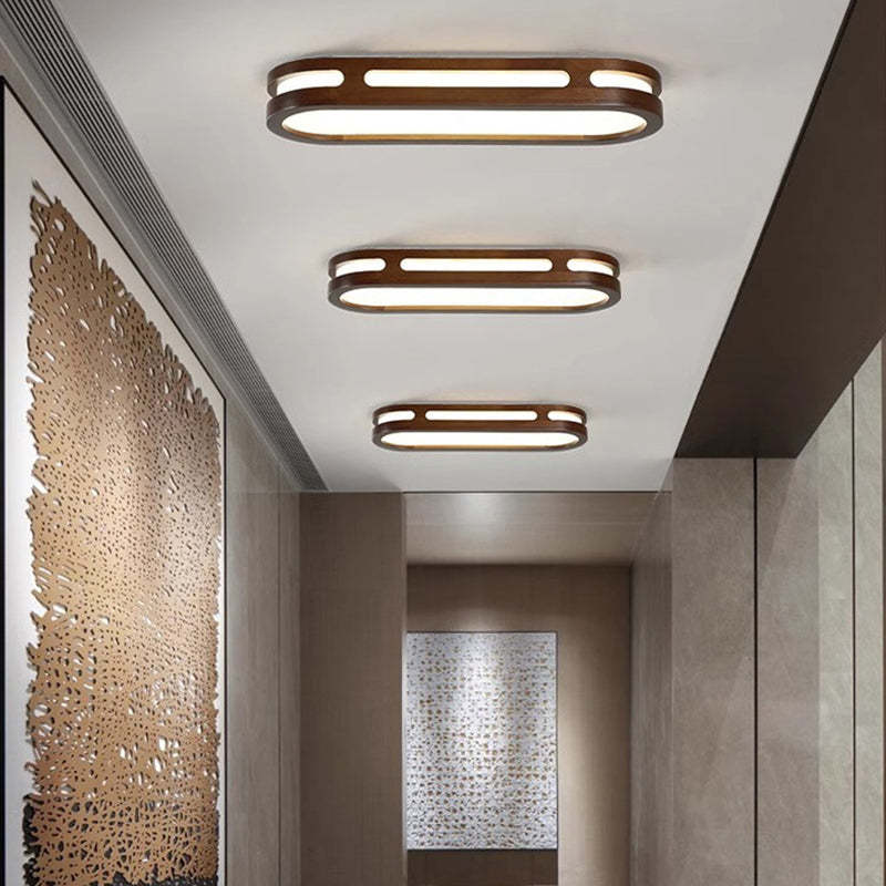 Japanese Metal Oval Flush Ceiling Light