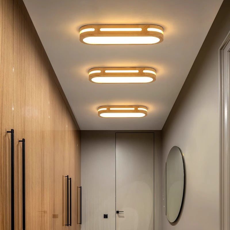 Japanese Metal Oval Flush Ceiling Light