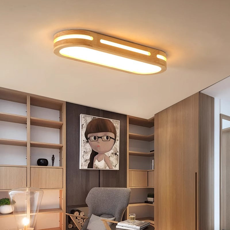 Japanese Metal Oval Flush Ceiling Light