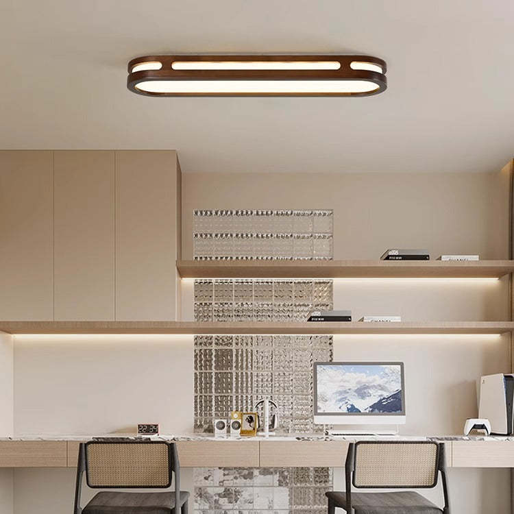 Japanese Metal Oval Flush Ceiling Light