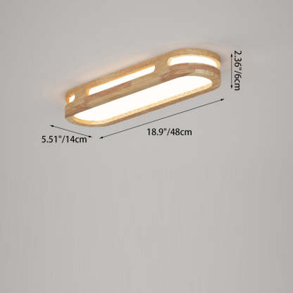 Japanese Metal Oval Flush Ceiling Light