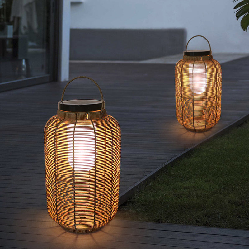 Japanese Solar Rattan Lantern Light