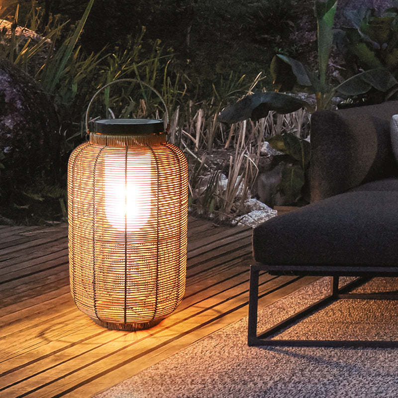Japanese Solar Rattan Lantern Light