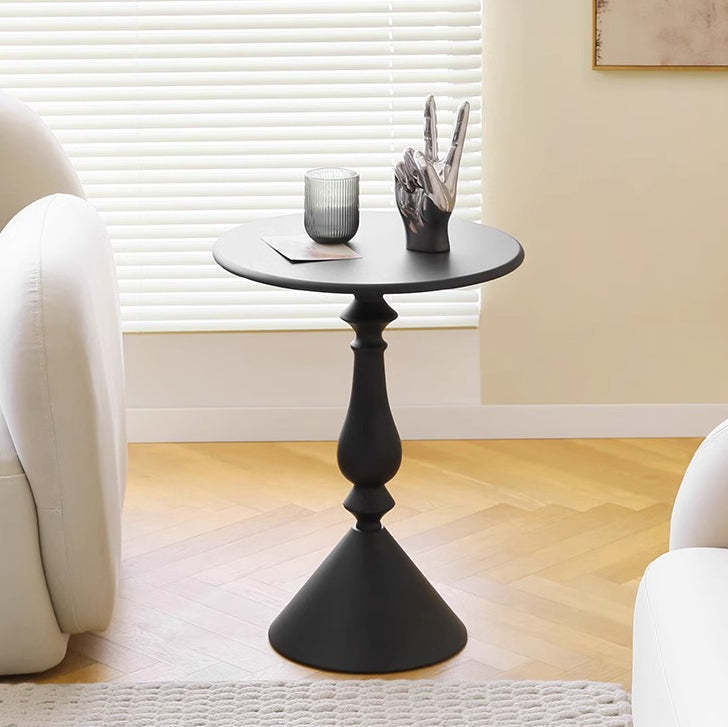 Candleholder-base round black coffee tables