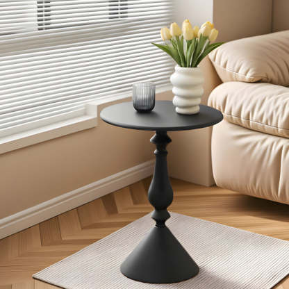 Minimalist Metal Candleholder-Base Round Coffee Table