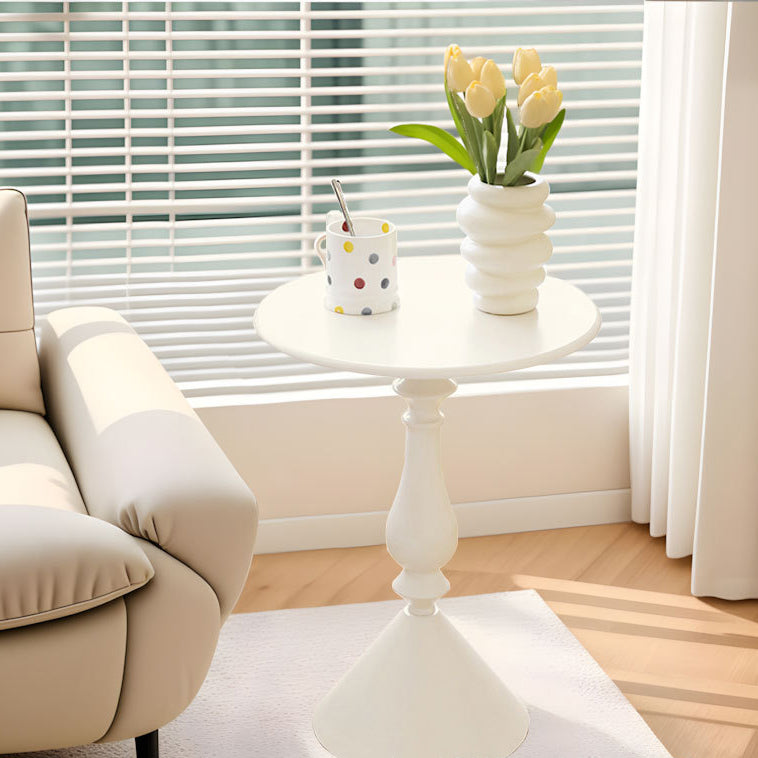 Minimalist Metal Candleholder-Base Round Coffee Table