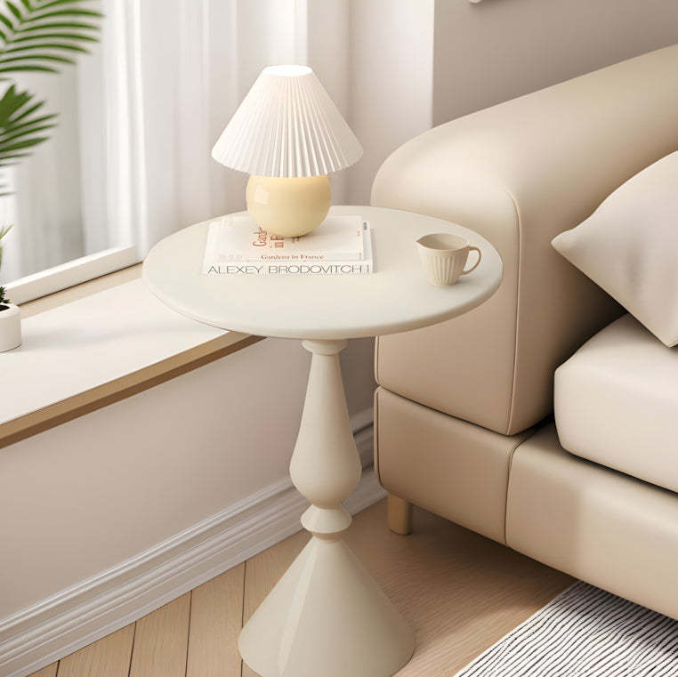 Minimalist Metal Candleholder-Base Round Coffee Table