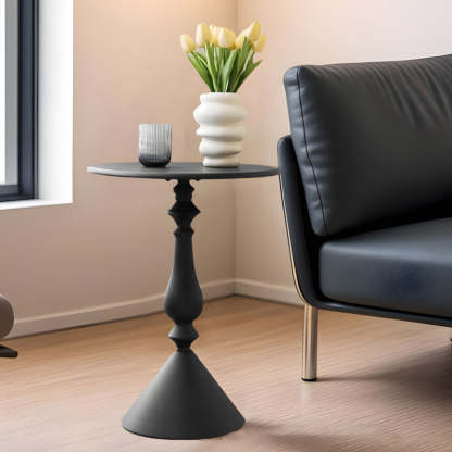 Minimalist Metal Candleholder-Base Round Coffee Table