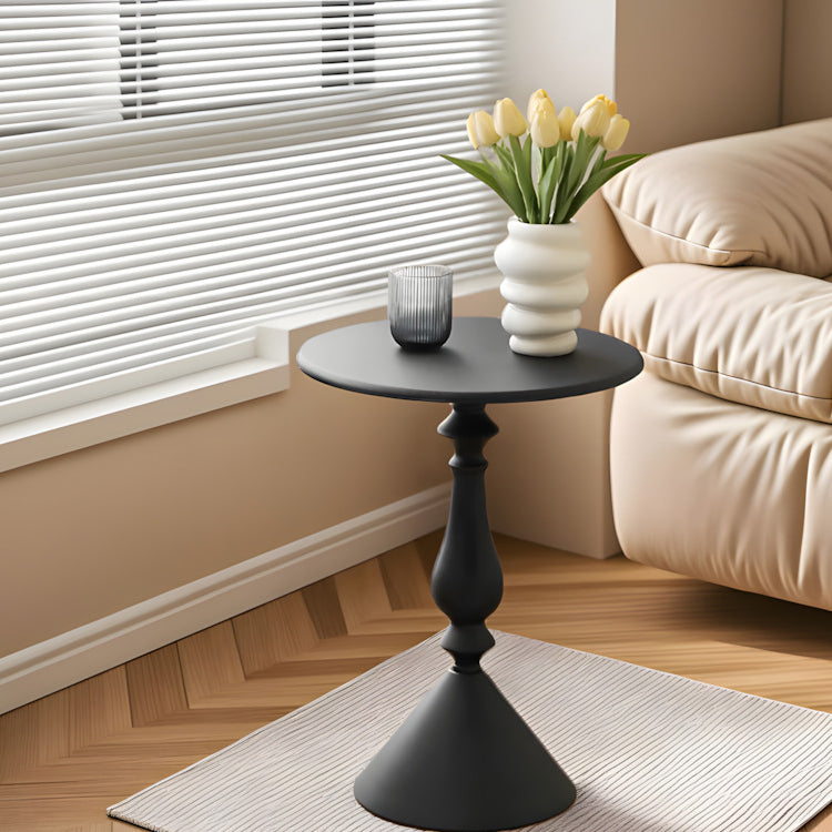 Minimalist Metal Candleholder-Base Round Coffee Table
