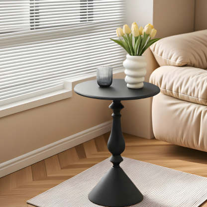 Minimalist Metal Candleholder-Base Round Coffee Table