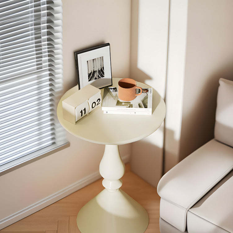 Minimalist Metal Candleholder-Base Round Coffee Table