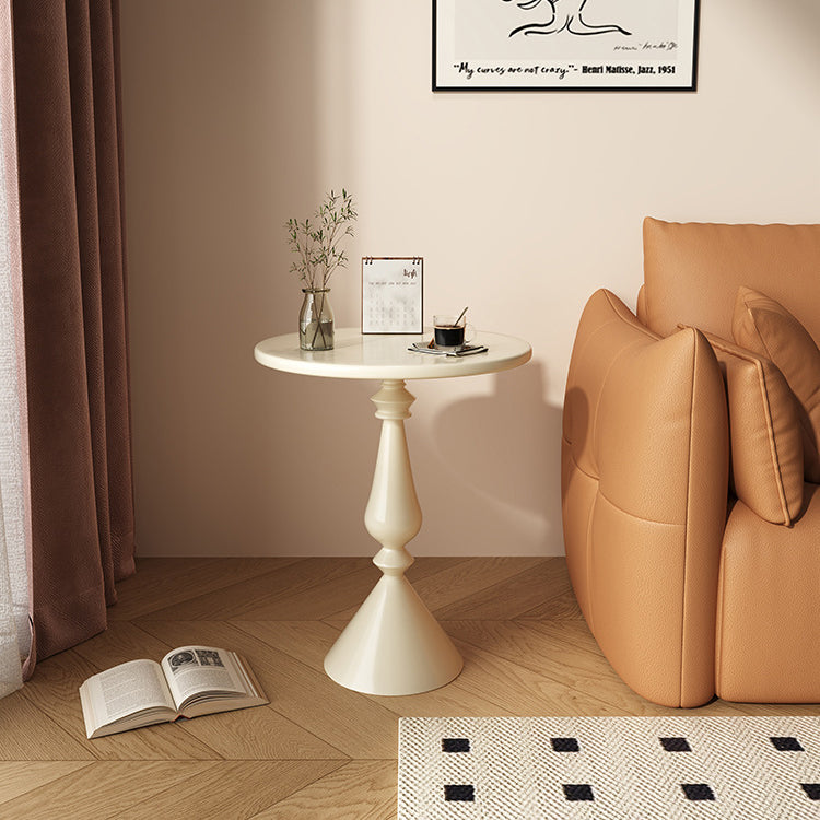 Minimalist Metal Candleholder-Base Round Coffee Table