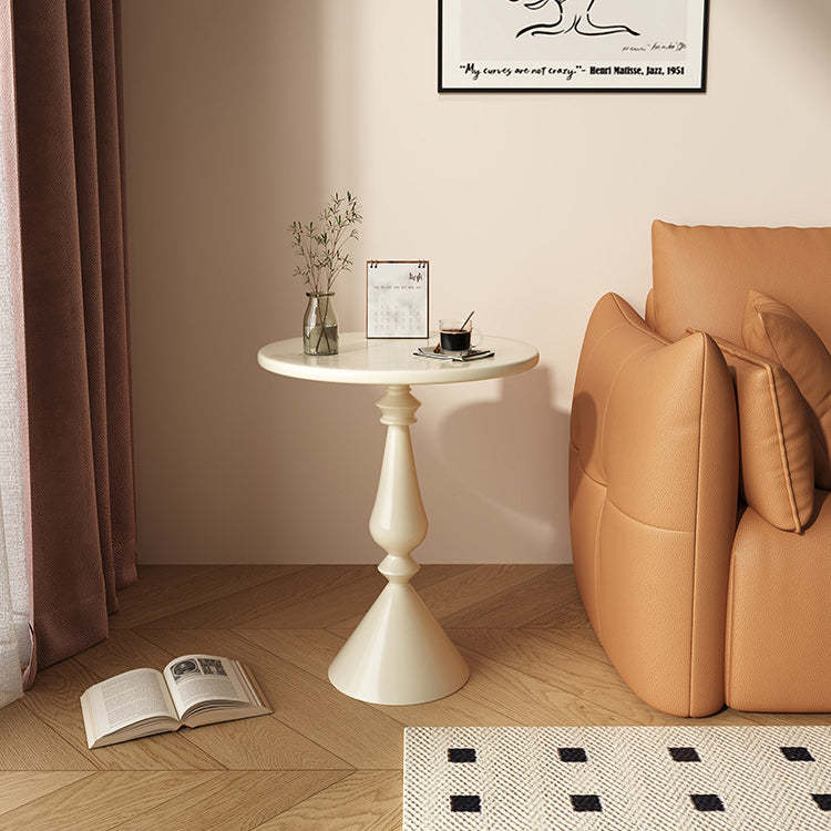 Minimalist Metal Candleholder-Base Round Coffee Table