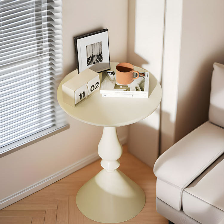 Minimalist Metal Candleholder-Base Round Coffee Table