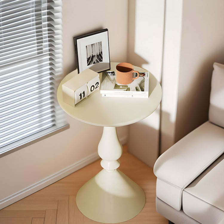 Minimalist Metal Candleholder-Base Round Coffee Table