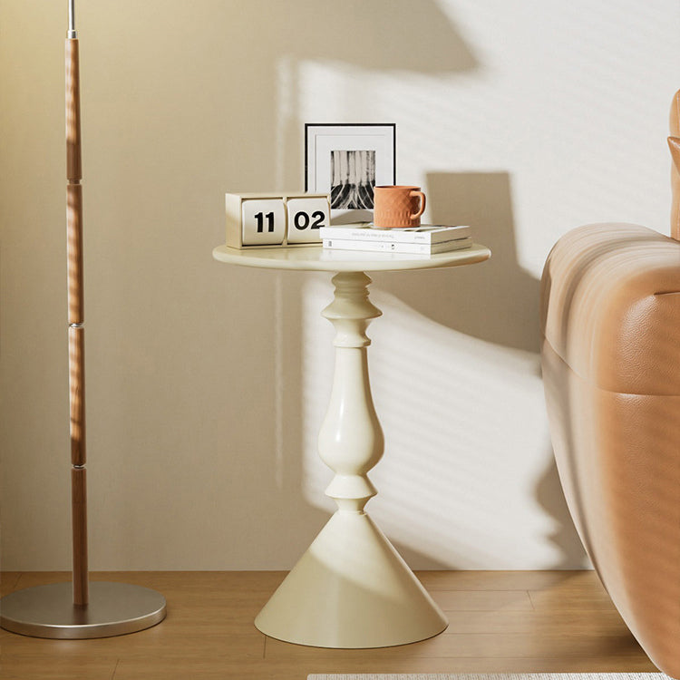 Minimalist Metal Candleholder-Base Round Coffee Table