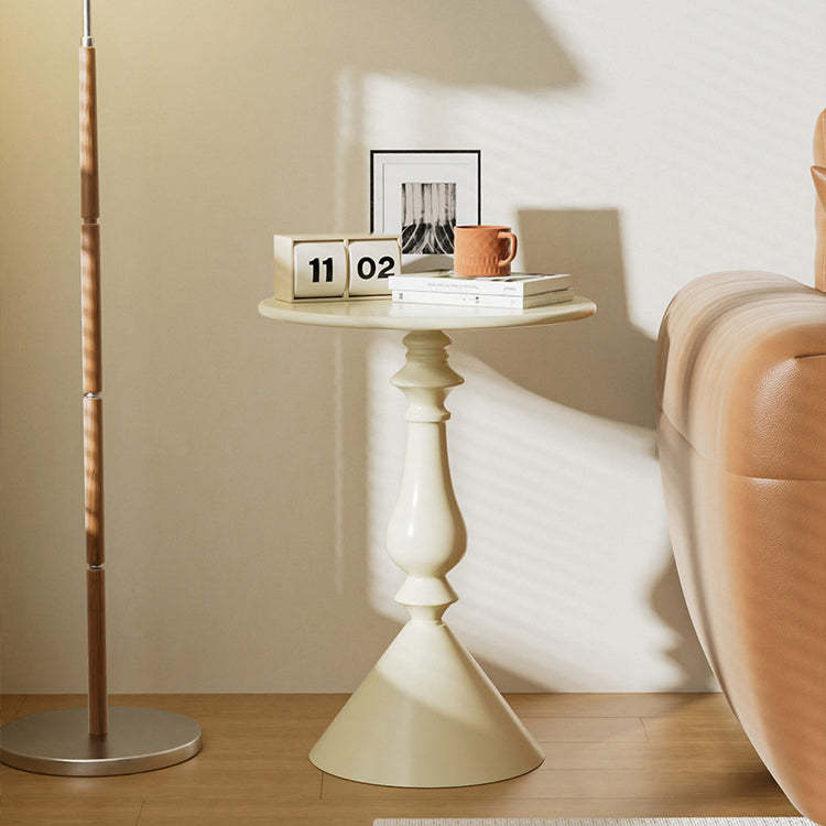 Minimalist Metal Candleholder-Base Round Coffee Table