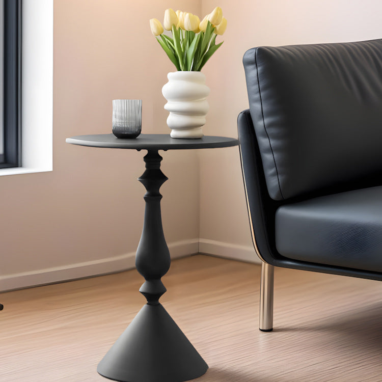 Minimalist Metal Candleholder-Base Round Coffee Table