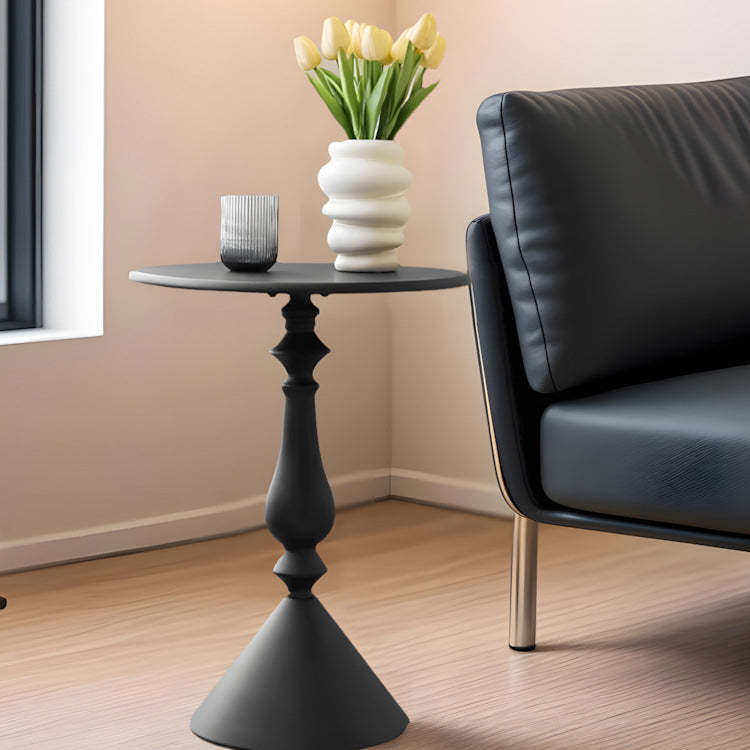 Minimalist Metal Candleholder-Base Round Coffee Table