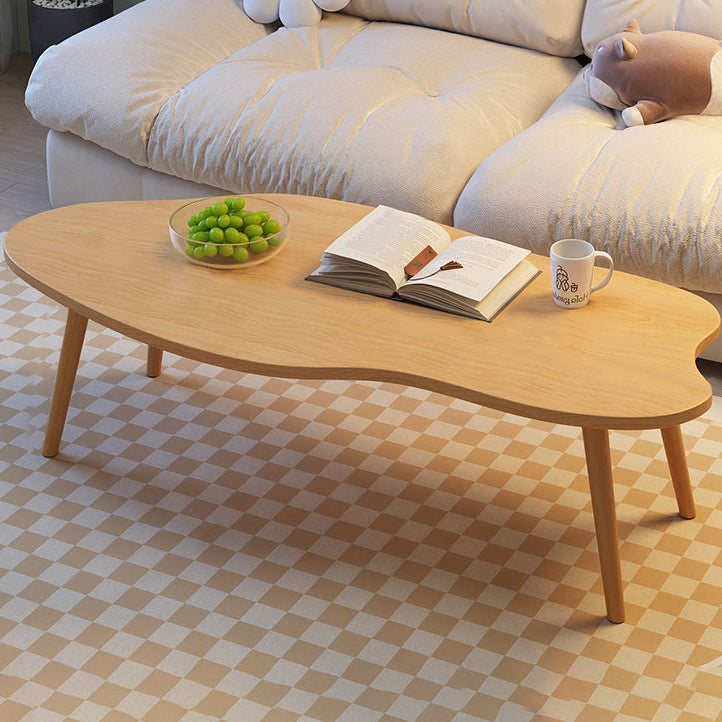 Minimalist Metal Wood Cloud Coffee Table — Wood Color