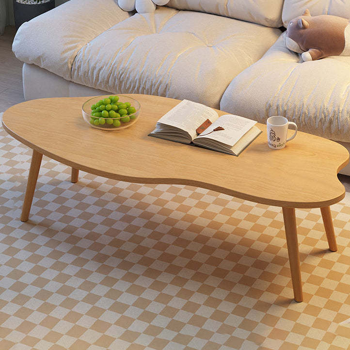Minimalist Metal Wood Cloud Coffee Table — Wood Color
