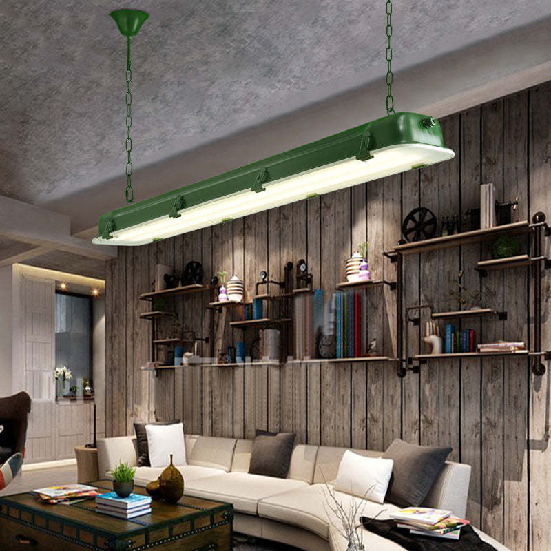 Industrial Iron Rectangular LED Island Chandelier